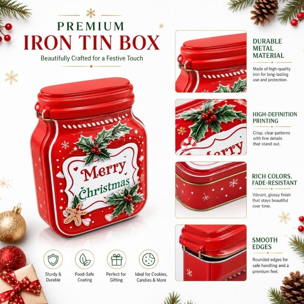 صندوق معدني محمول لعيد الميلاد - مراجعة Tin Container Lid وسعره